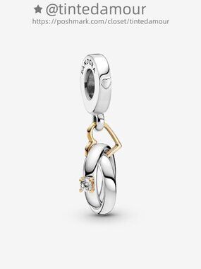 Pandora Two-tone Wedding Rings Dangle Charm|Two-tone